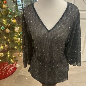 Elegant Black Sequin Blouse